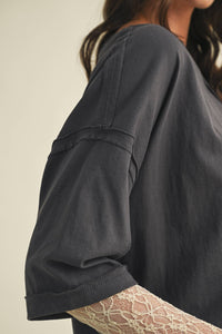 LACE SLEEVE WITH OVERSIZED TOP