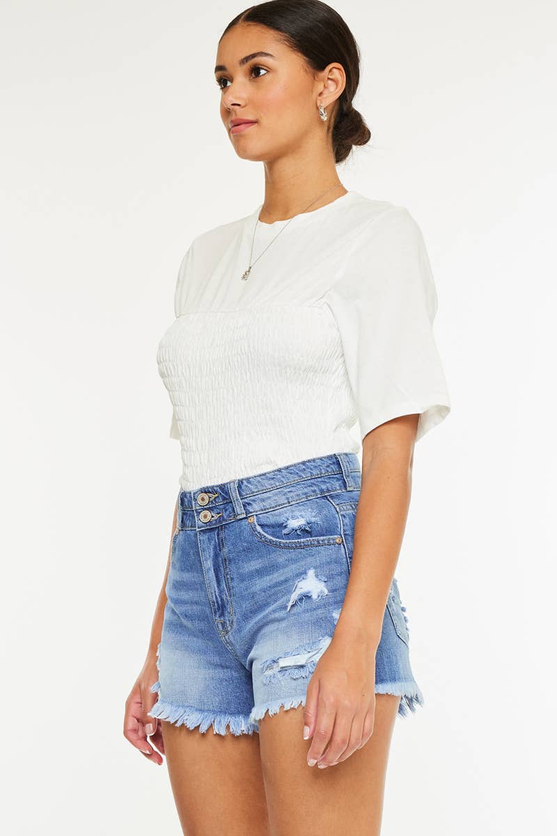 Kancan HIGH RISE MOM DENIM SHORTS