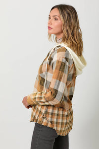 Pumpkin Mix Hoodie Check Shacket