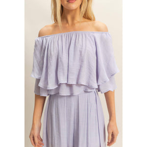 Off-The-Shoulder Blouse And Pants Set