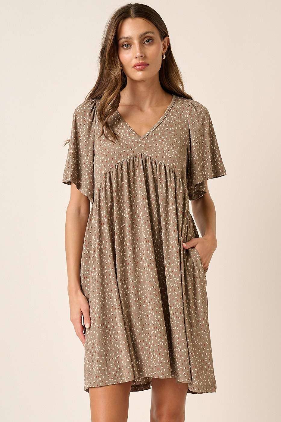 ABSTRACT DOT BABYDOLL MINI DRESS