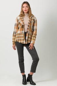Pumpkin Mix Hoodie Check Shacket