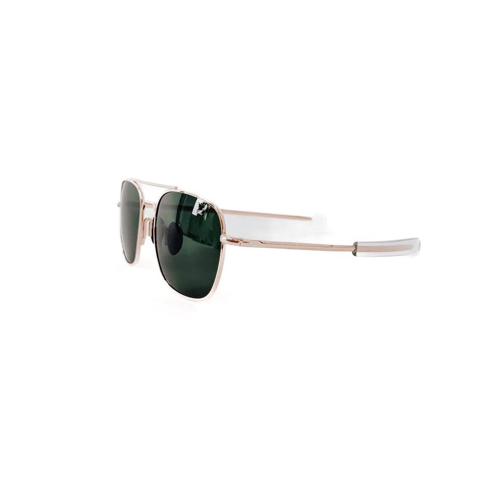 Sunny Square Aviator Sunglasses: Black Lens/Gold Frame