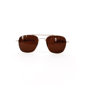 Sunny Square Aviator Sunglasses: Black Lens/Gold Frame