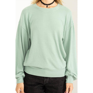 ROUND NECK BALLOON SLEEVE SWEATSHIRT: ICEBERG