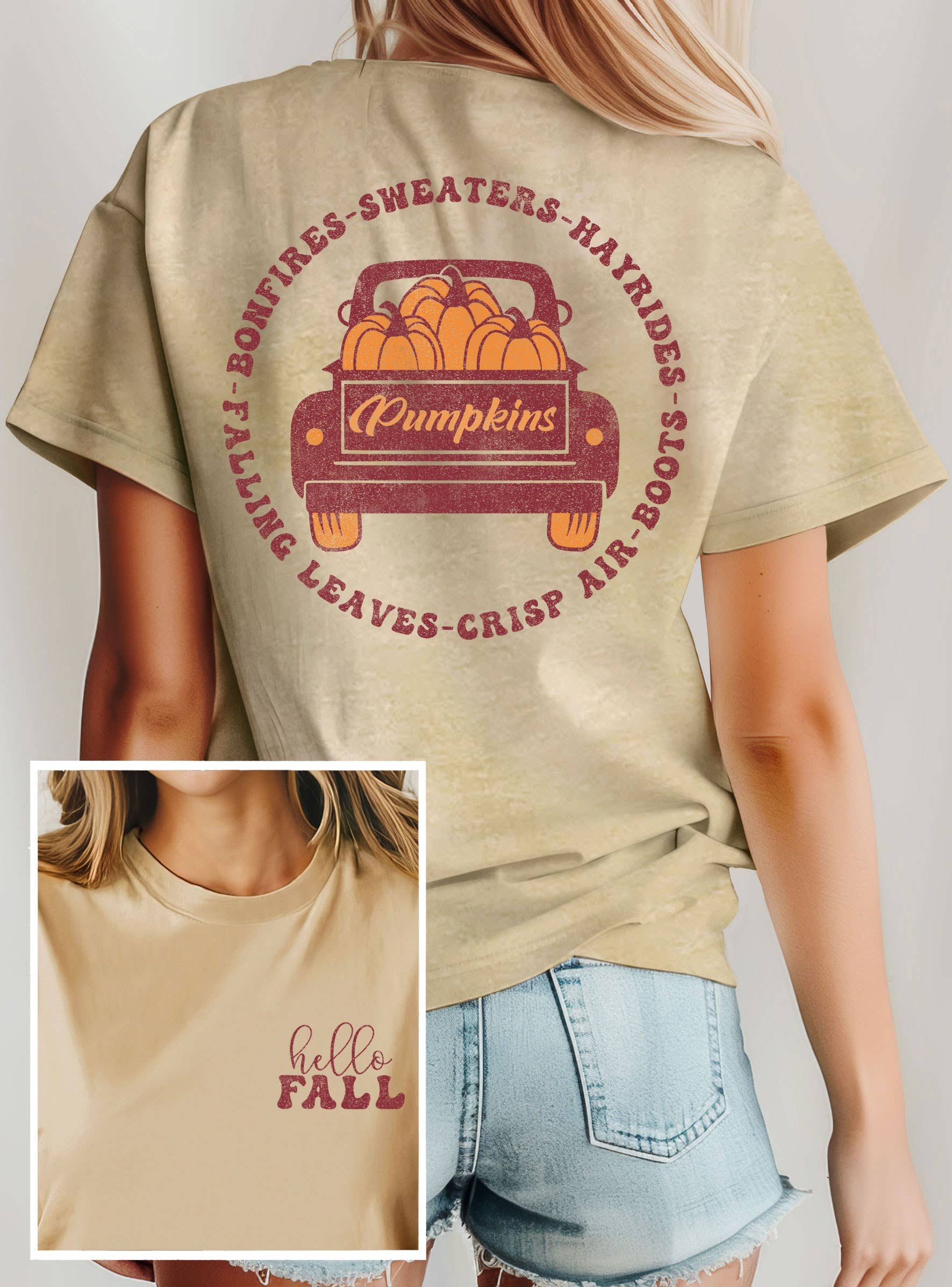 HELLO FALL PUMPKIN TRUCK GRAPHIC T SHIRT
