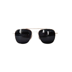 Sunny Square Aviator Sunglasses: Black Lens/Gold Frame