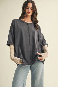 LACE SLEEVE WITH OVERSIZED TOP