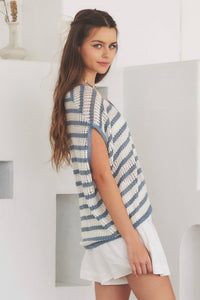 OVERSIZED V NECK SWEATER WITH STRIPES