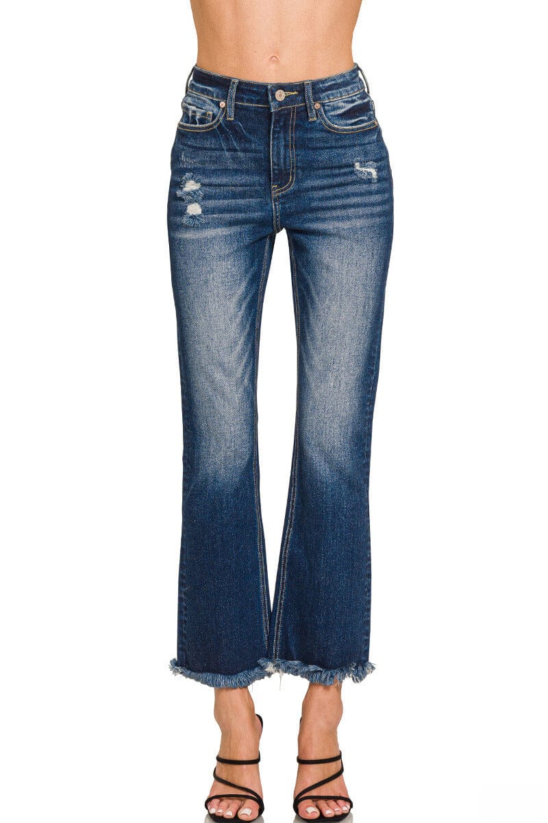 High rise straight cropped jean