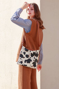 Emma 3 Compartment Crossbody: Cow-Brown