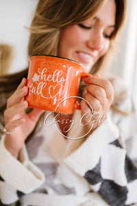 Coffee Mug Cup Speckled - Orange Hello Fall RTS