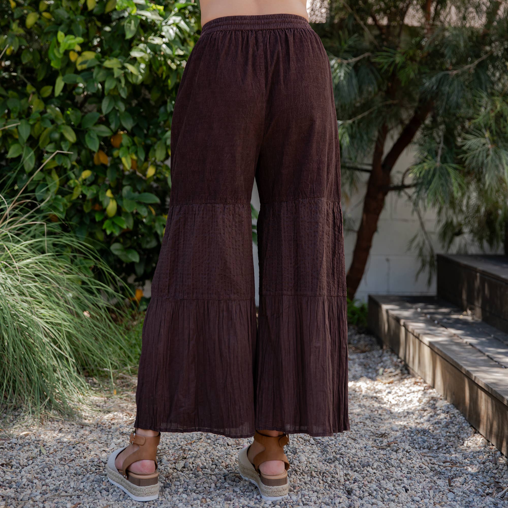 Boho chic Tiered Patch Inserted Denim &Knit Pants