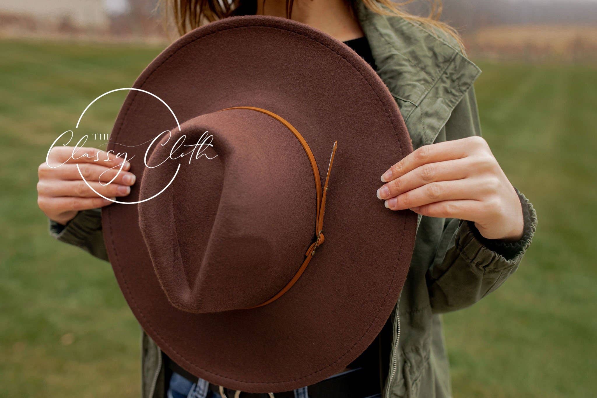 Wide Brim Hat w/ Belt - Mocha