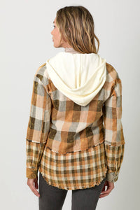 Pumpkin Mix Hoodie Check Shacket