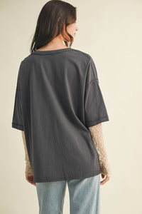 LACE SLEEVE WITH OVERSIZED TOP