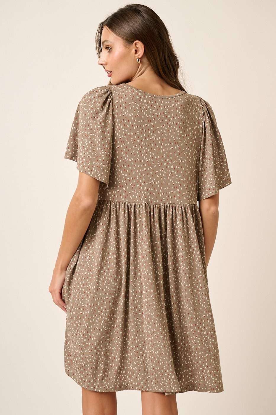 ABSTRACT DOT BABYDOLL MINI DRESS