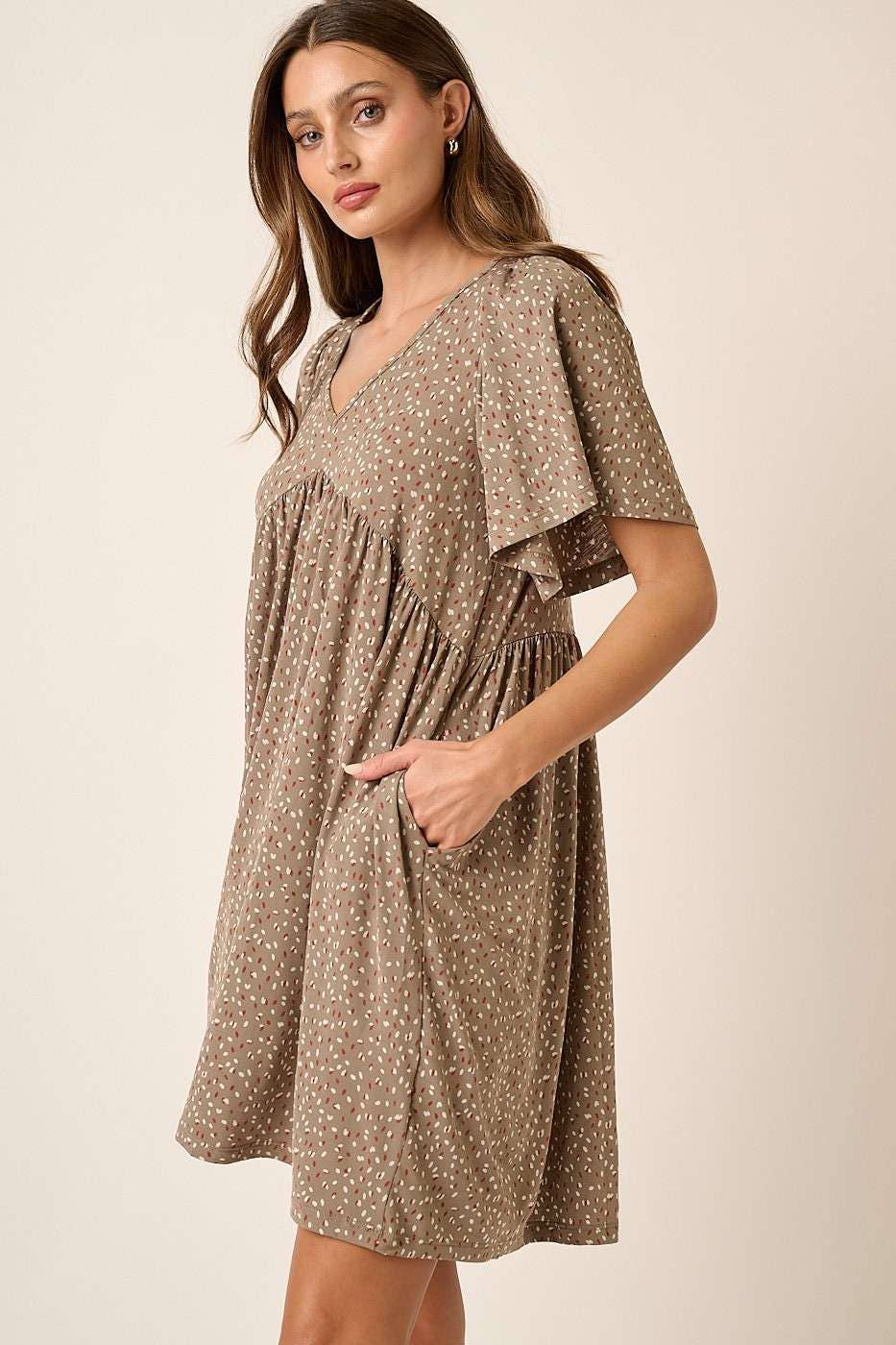 ABSTRACT DOT BABYDOLL MINI DRESS