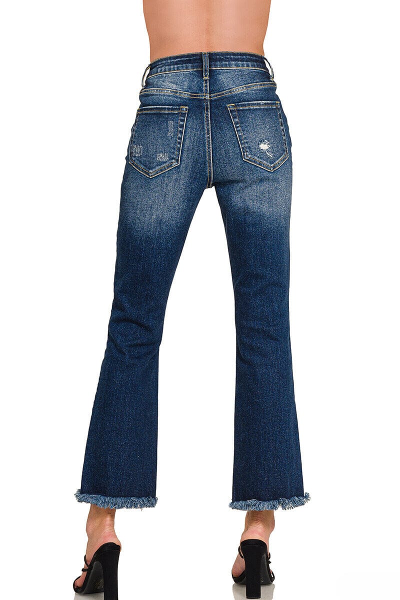 High rise straight cropped jean