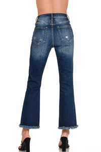 High rise straight cropped jean