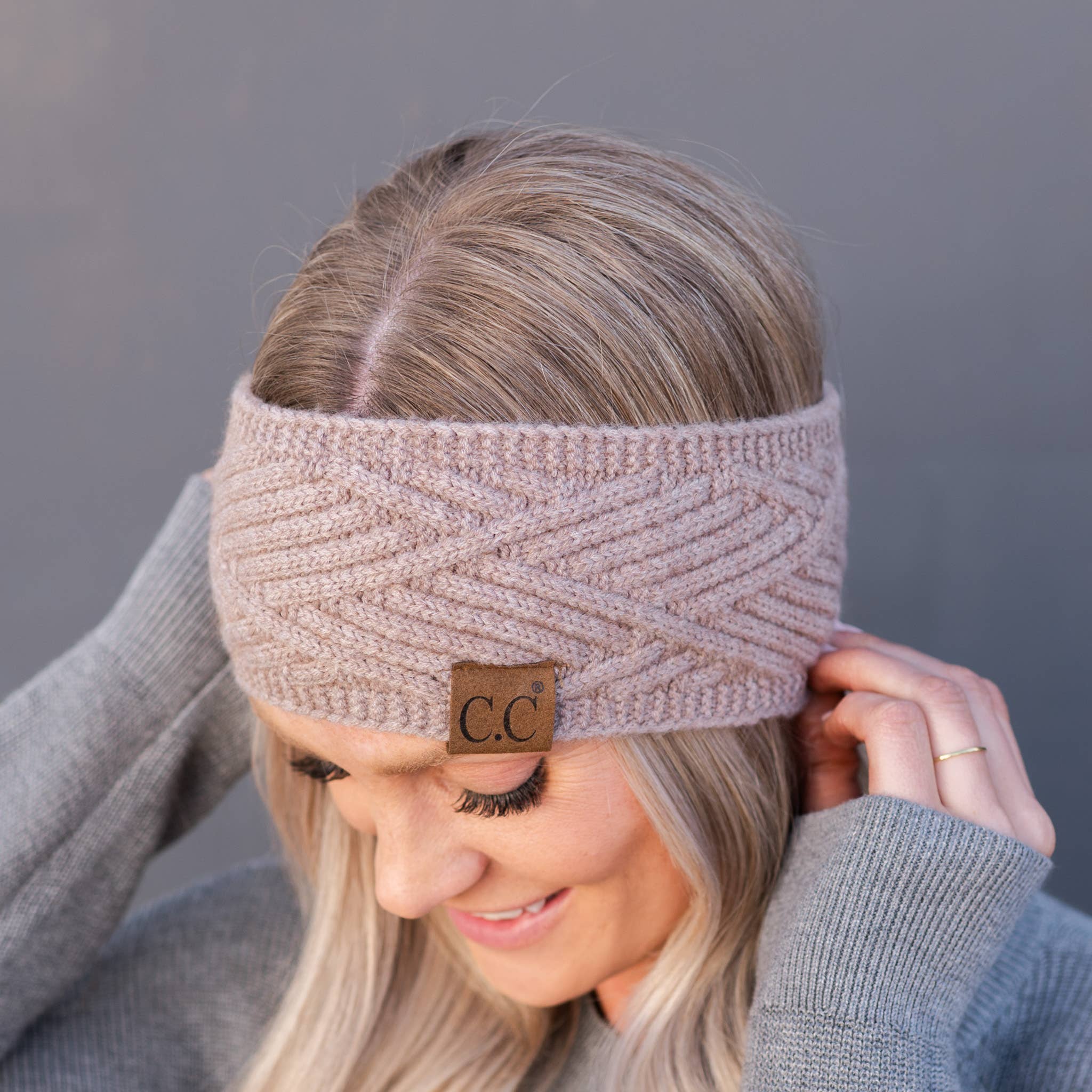 CC Quality Criss-Cross Pattern Head Wrap: Light Taupe