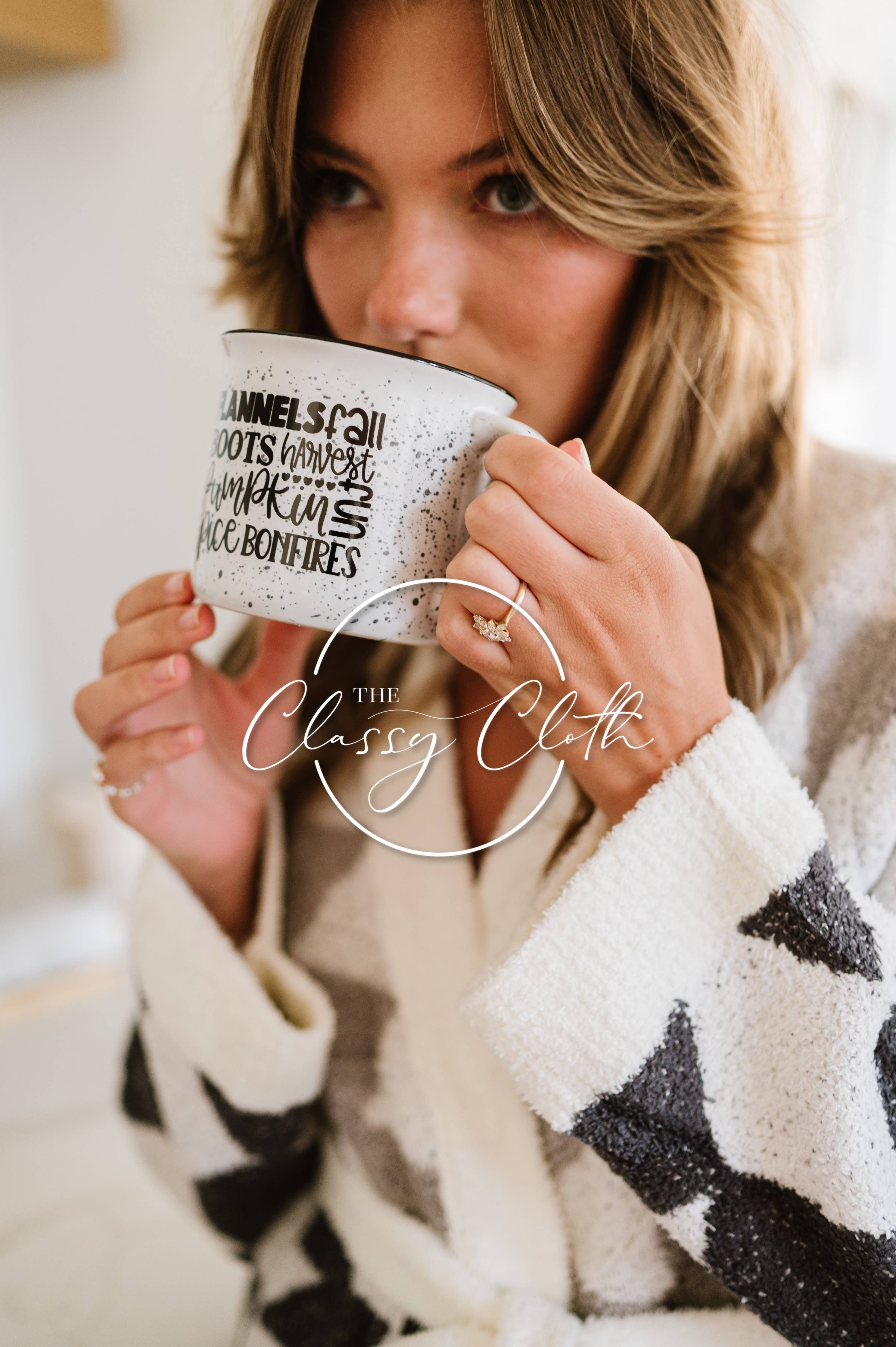 Coffee Mug Cup Speckled - White Flnnl Boot RTS