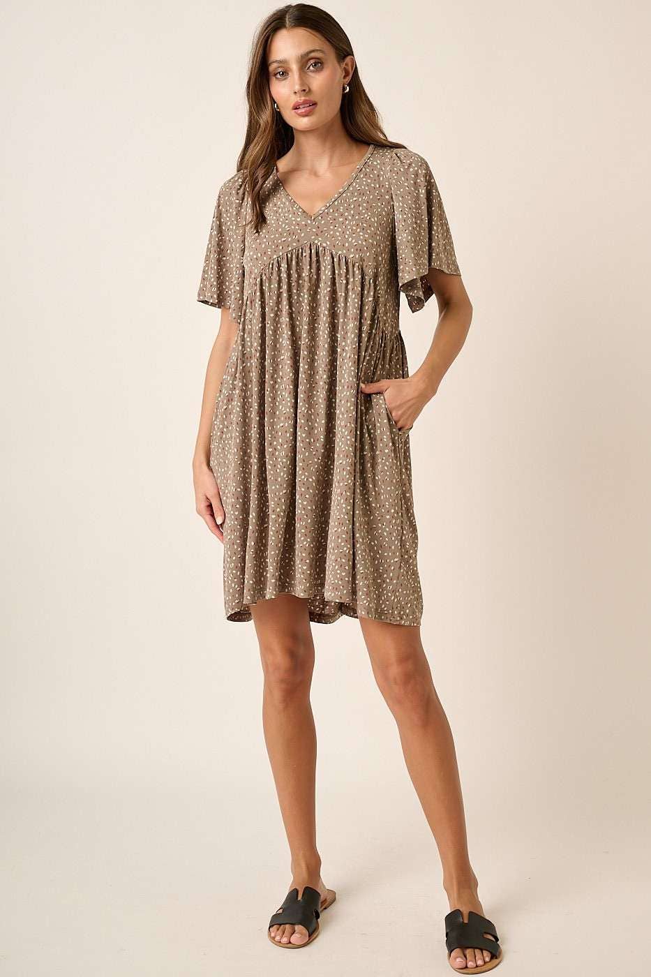 ABSTRACT DOT BABYDOLL MINI DRESS