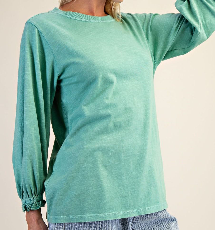 WASHED COTTON SLUB KNIT TOP