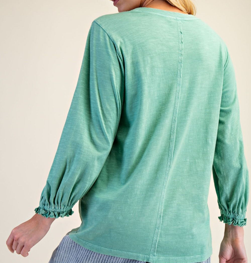 WASHED COTTON SLUB KNIT TOP