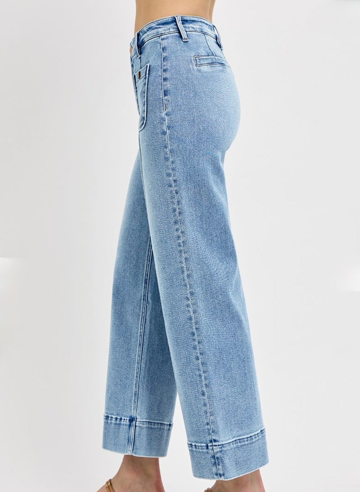 RISEN HIGH RISE CROP WIDE JEANS