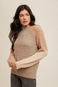 Mock Neck Color Block