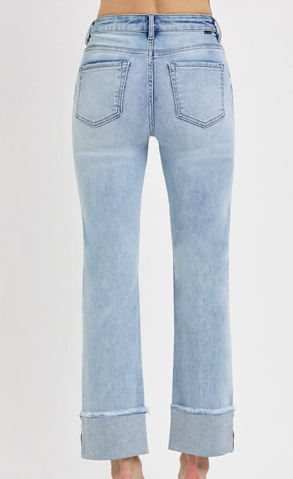 Walk This Way High Rise Straight Cuff Jean