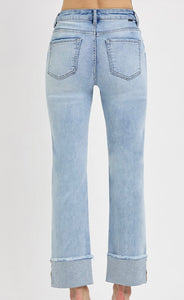 Walk This Way High Rise Straight Cuff Jean