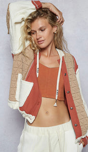 Oversized Button-Down Jacket with Hoodie