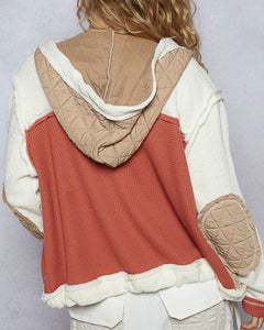Oversized Button-Down Jacket with Hoodie