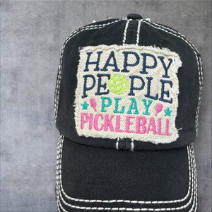 Happy People Play Pickleball Distressed Hat