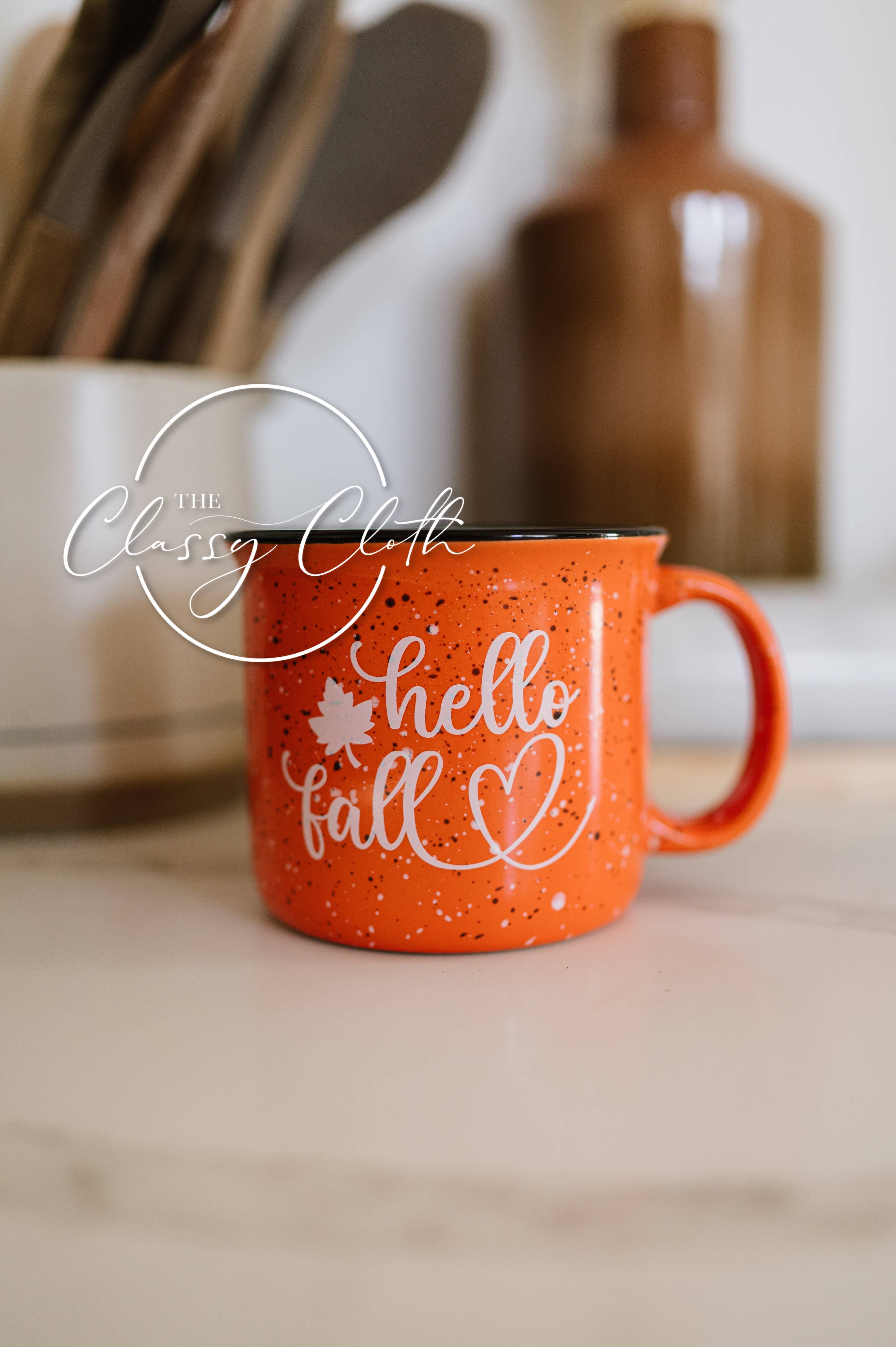 Coffee Mug Cup Speckled - Orange Hello Fall RTS