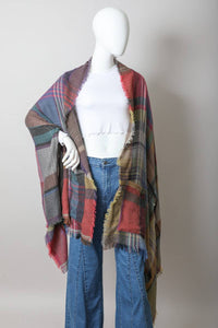 Multicolor Plaid Pocket Ruana