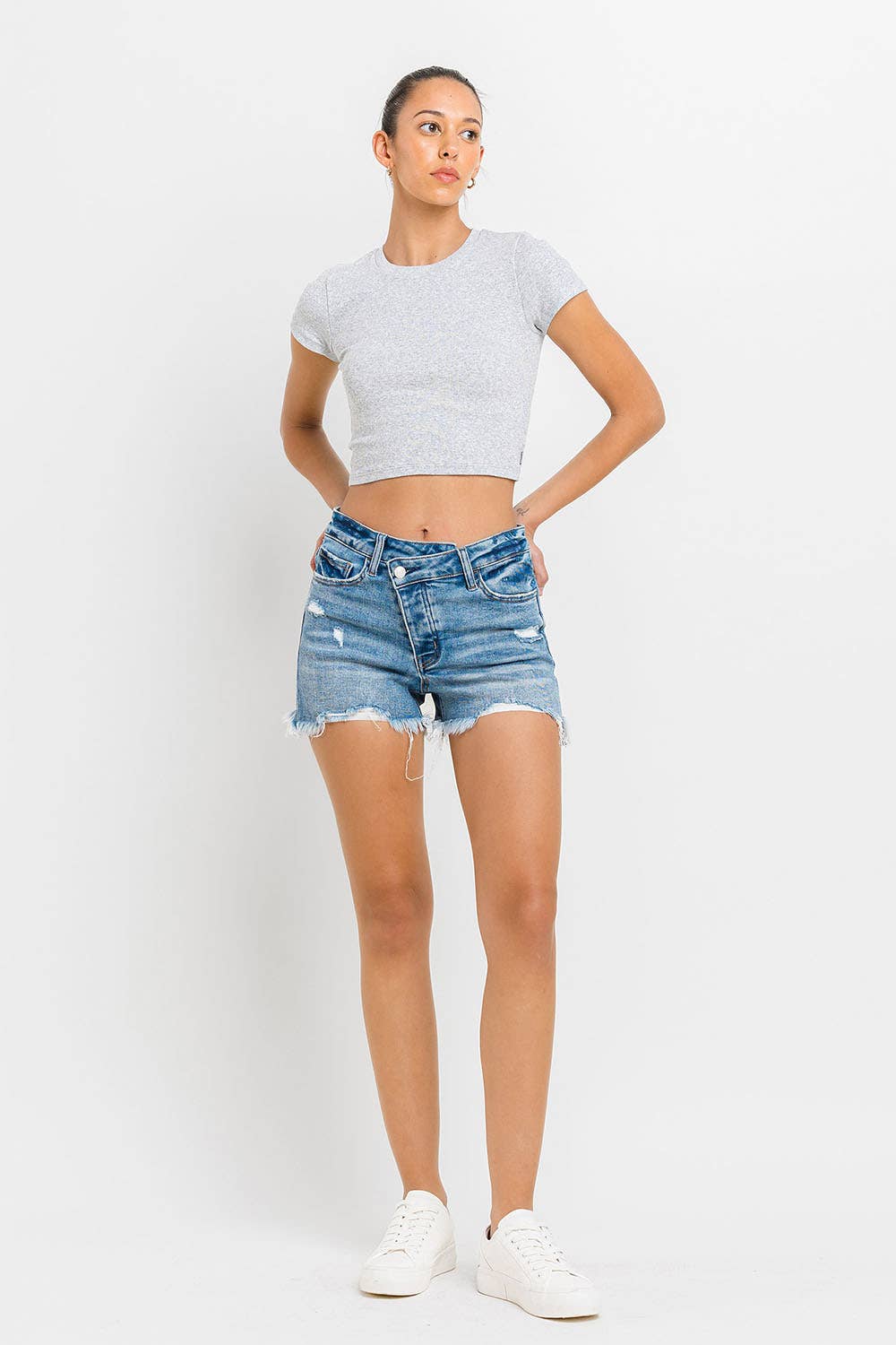HIGH RISE W LOW FRONT RISE SHORTS