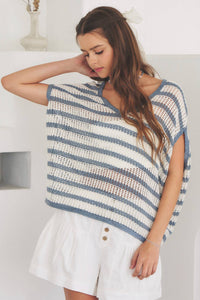 OVERSIZED V NECK SWEATER WITH STRIPES