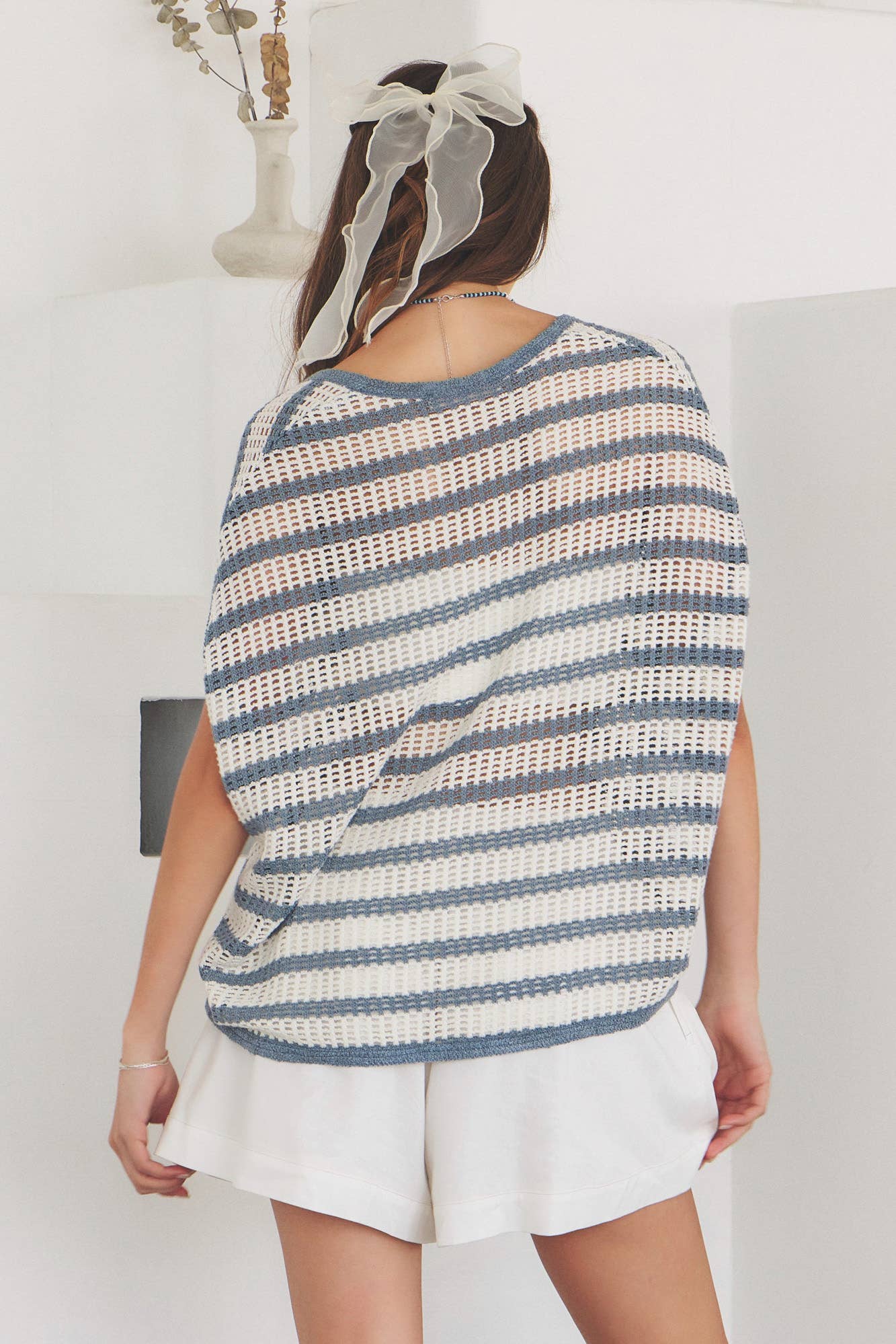 OVERSIZED V NECK SWEATER WITH STRIPES