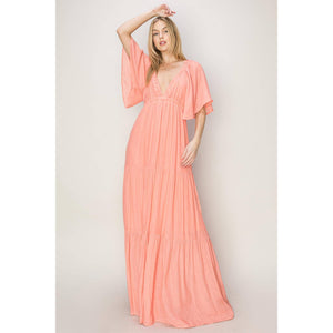 OPEN BACK TIERED MAXI DRESS