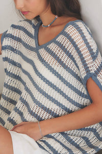 OVERSIZED V NECK SWEATER WITH STRIPES