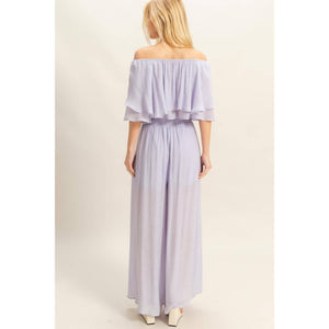 Off-The-Shoulder Blouse And Pants Set