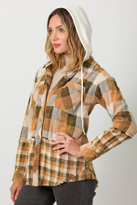 Pumpkin Mix Hoodie Check Shacket