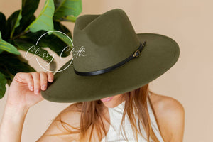 Wide Brim Hat w/ Belt - Dark Olive