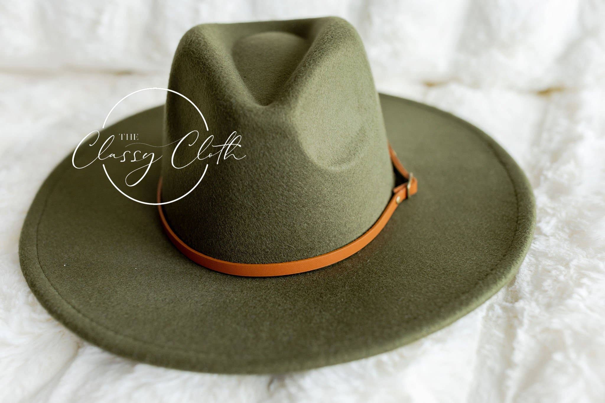 Wide Brim Hat w/ Belt - Dark Olive