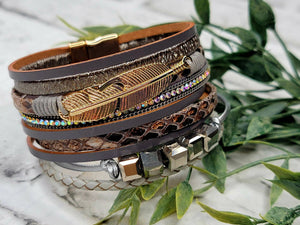 Stacked Bracelet Feather