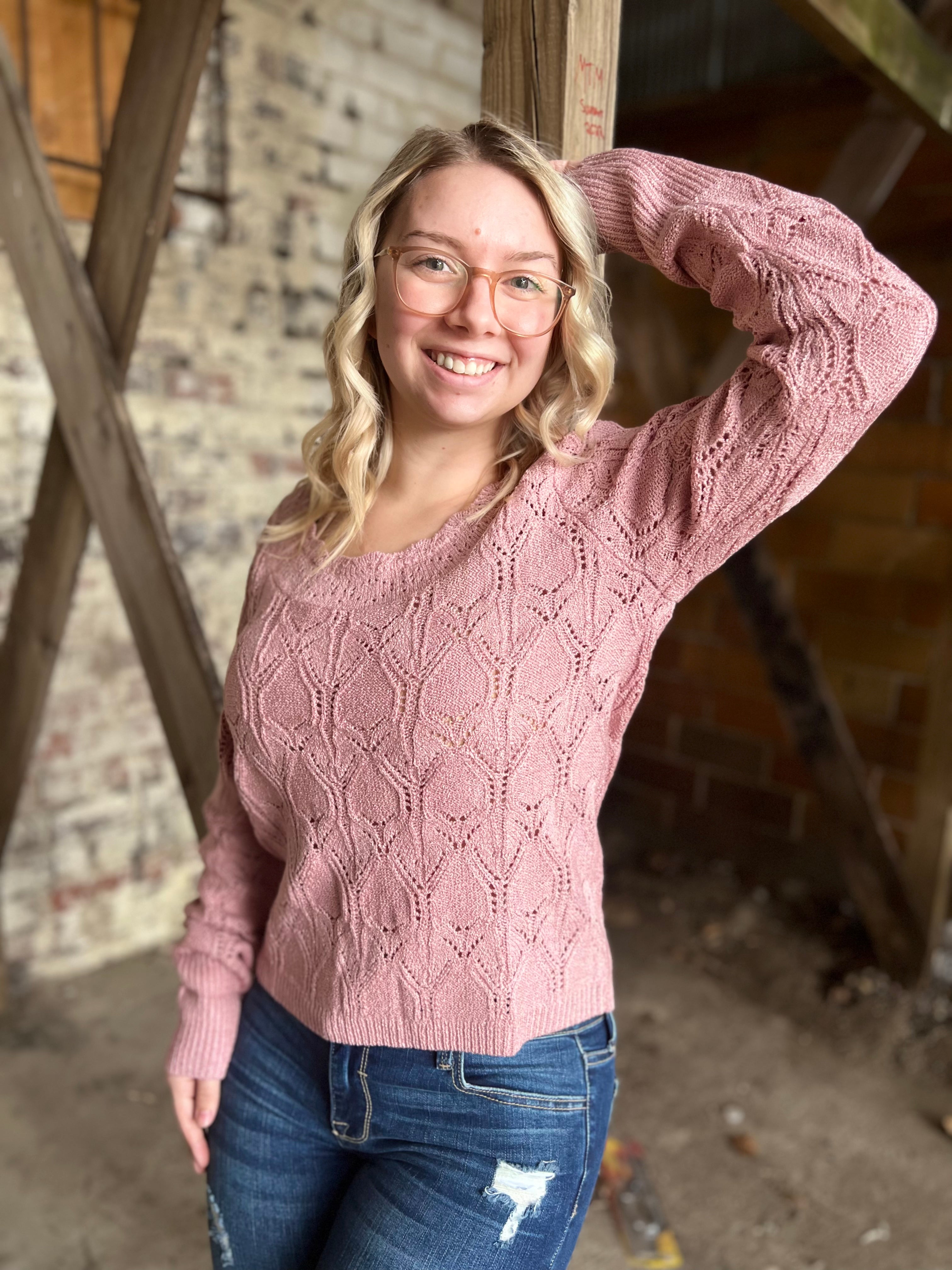 LACE BACK FANCY KNITTING PULLOVER