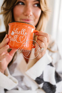 Coffee Mug Cup Speckled - Orange Hello Fall RTS